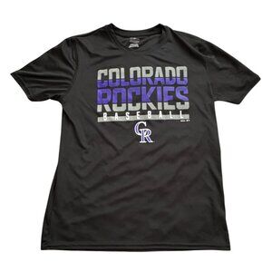 MLB Colorado Rockies Baseball Athletic Youth T-Shirt-Large-Black-GUC